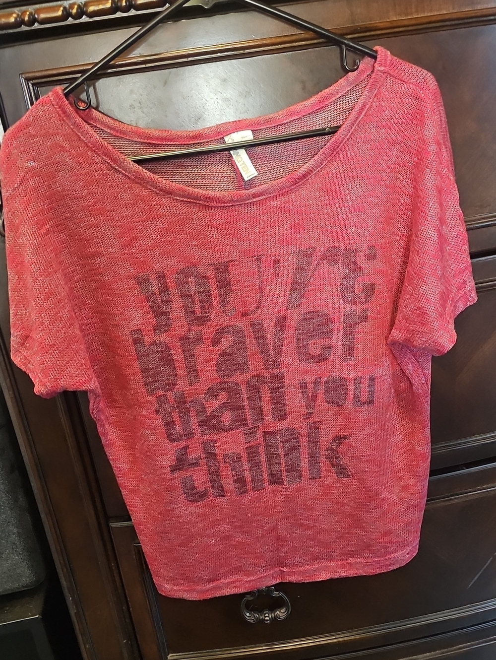 Hang Ten Pink Graphic Crochet Short-Sleeve Tee